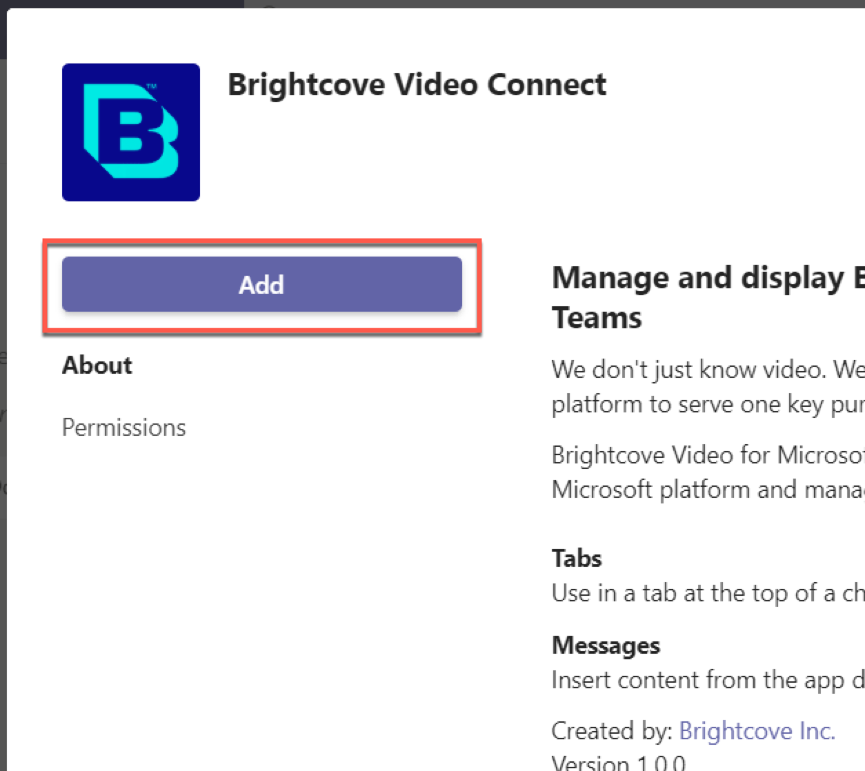 Brightcove Video Connect 추가